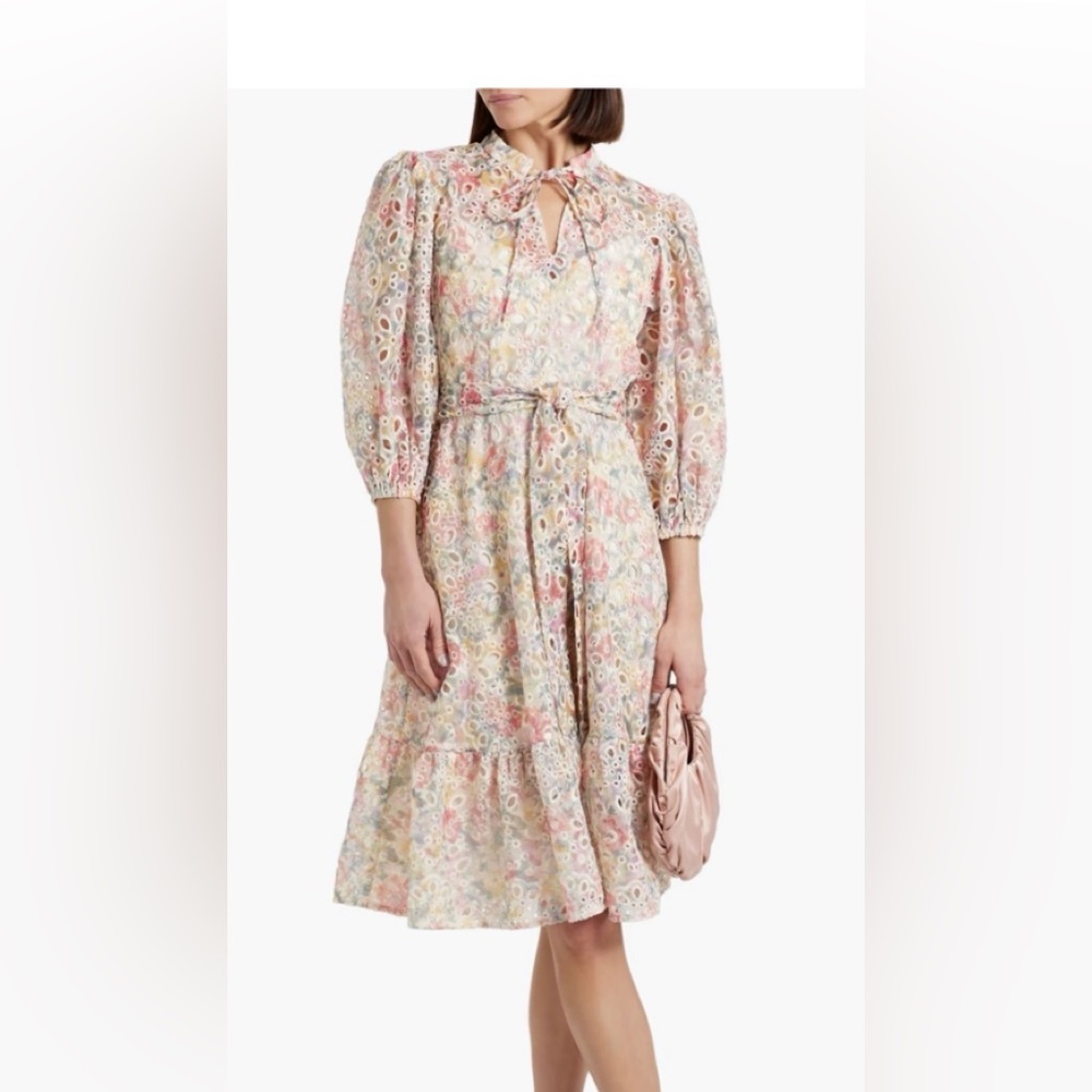 NWT
MIKAEL AGHAL Belted printed broderie anglaise midi dress